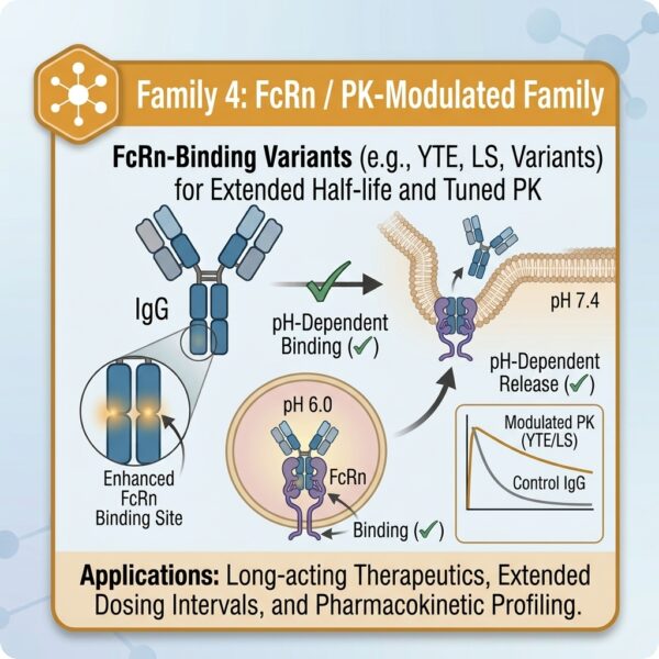 Fc engineering vector: FcRn / PK-Modulated Family