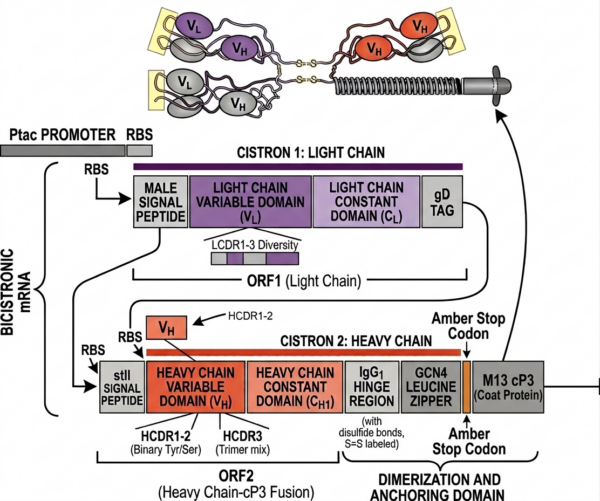 Fusion BioLabs Humanized Bivalent Fab Expression Cassette map